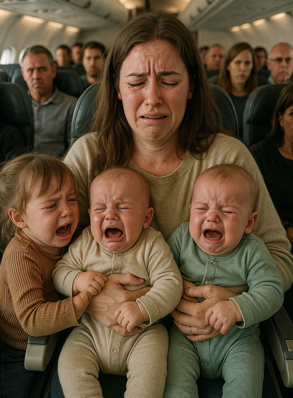 I Was Left Alone with Three Crying Babies on a Plane—Then a Pilot Did Something I’ll Never Forget